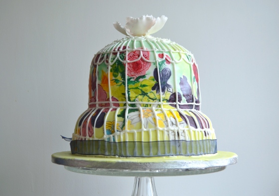 Painted Birdcage Cake with Roses