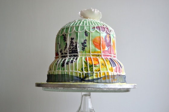 Painted Birdcage Cake with Tulips